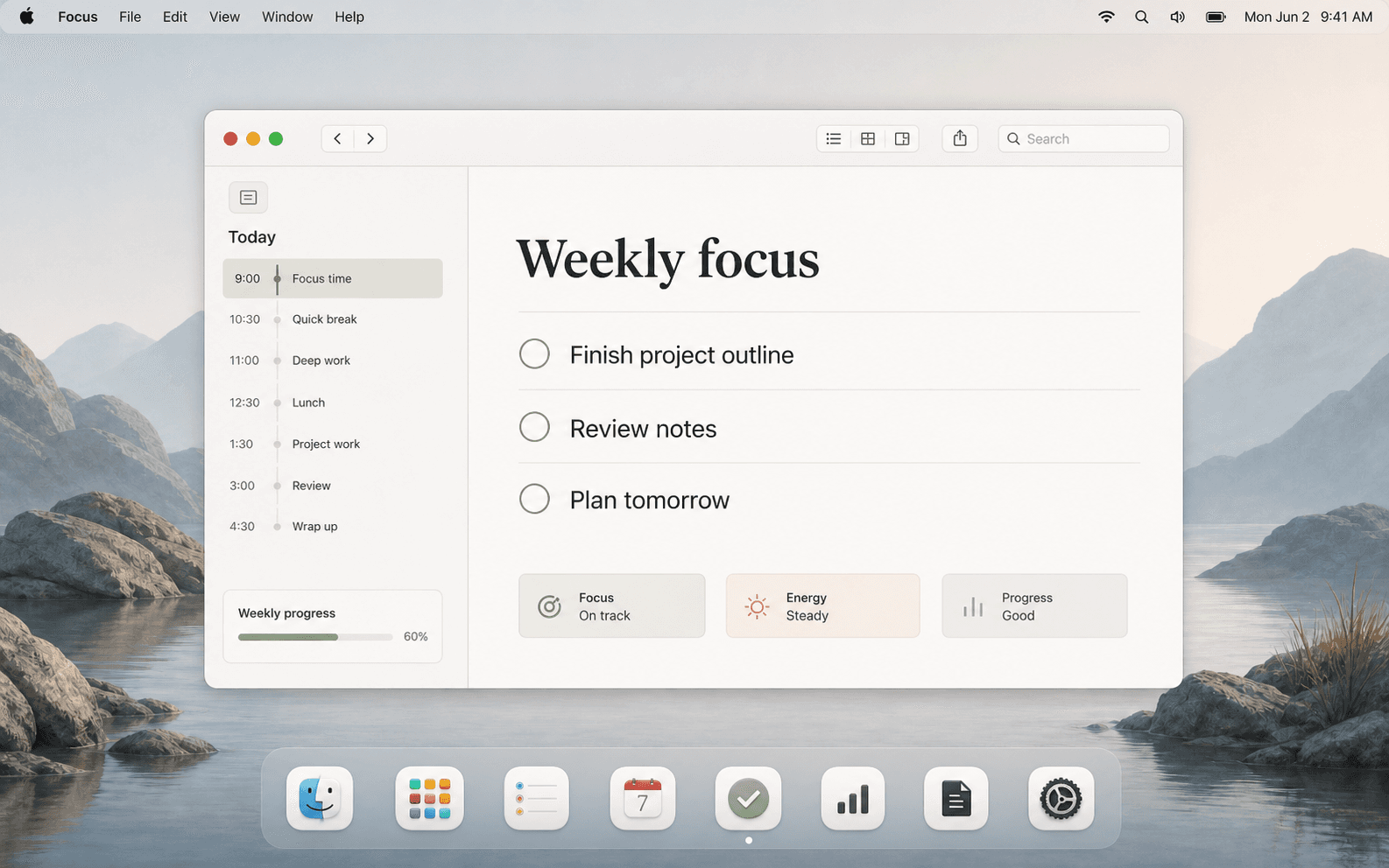 A Mac desktop that becomes harder to see as posture worsens